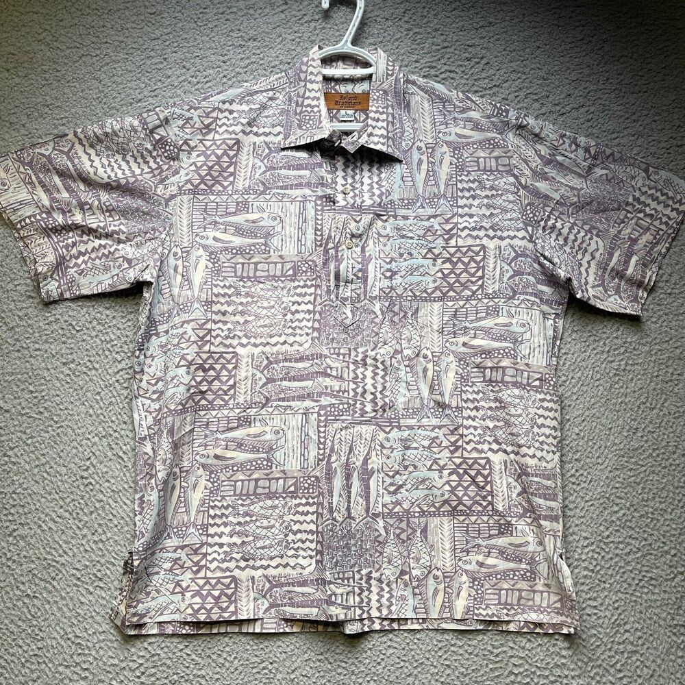 Vintage Island Traditions of Hawaii Shirt Mens Large Aloha Button Up